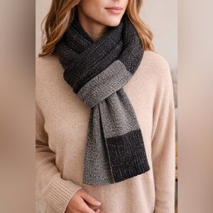 Cozy Black and Gray Knit Scarf